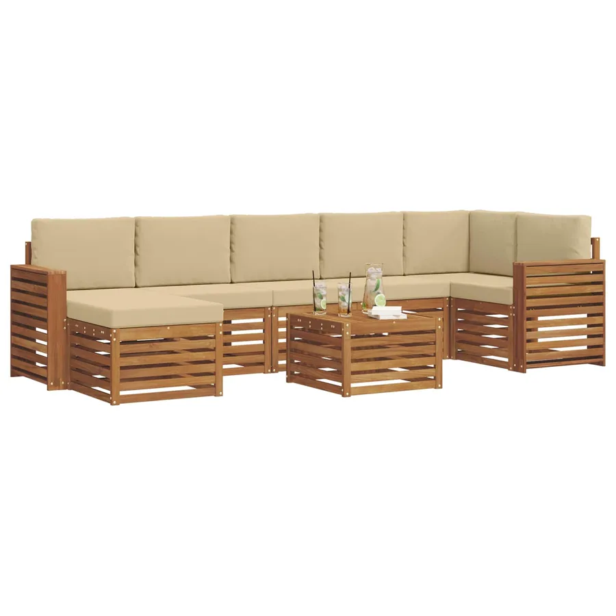 Ensemble de canapés d'extérieur 8 pcs Naturel et Beige - 3