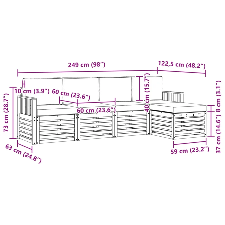 Ensemble de canapés d'extérieur 5 pcs Naturel et Beige - 8