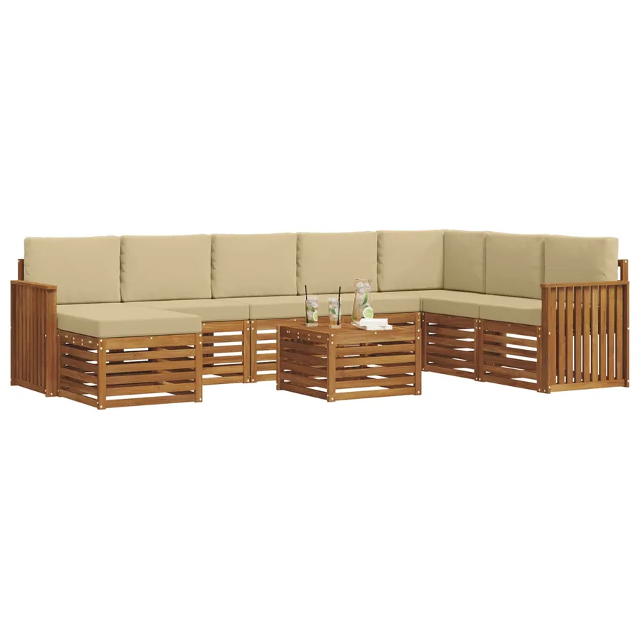 Ensemble de canapés d'extérieur 9 pcs Naturel et Beige - 3