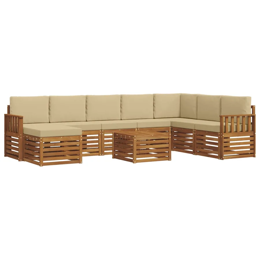Ensemble de canapés d'extérieur 9 pcs Naturel et Beige - 2