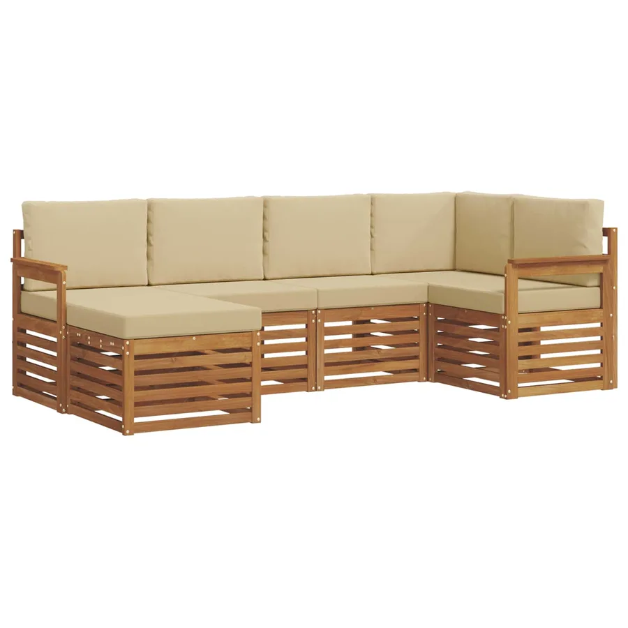 Ensemble de canapé d'angle avec coussin 6 pcs Naturel et Beige - 2
