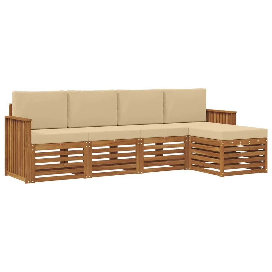 Ensemble de canapés d'extérieur 5 pcs Naturel et Beige - 2