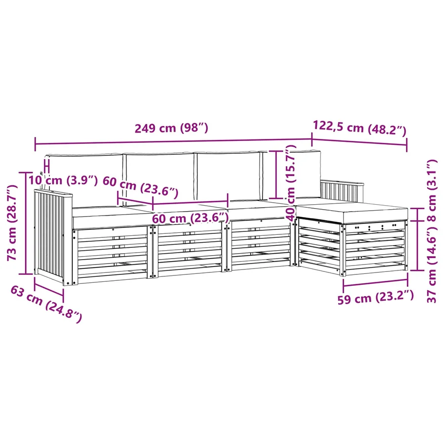 Ensemble de canapés d'extérieur 5 pcs Naturel et Beige - 8