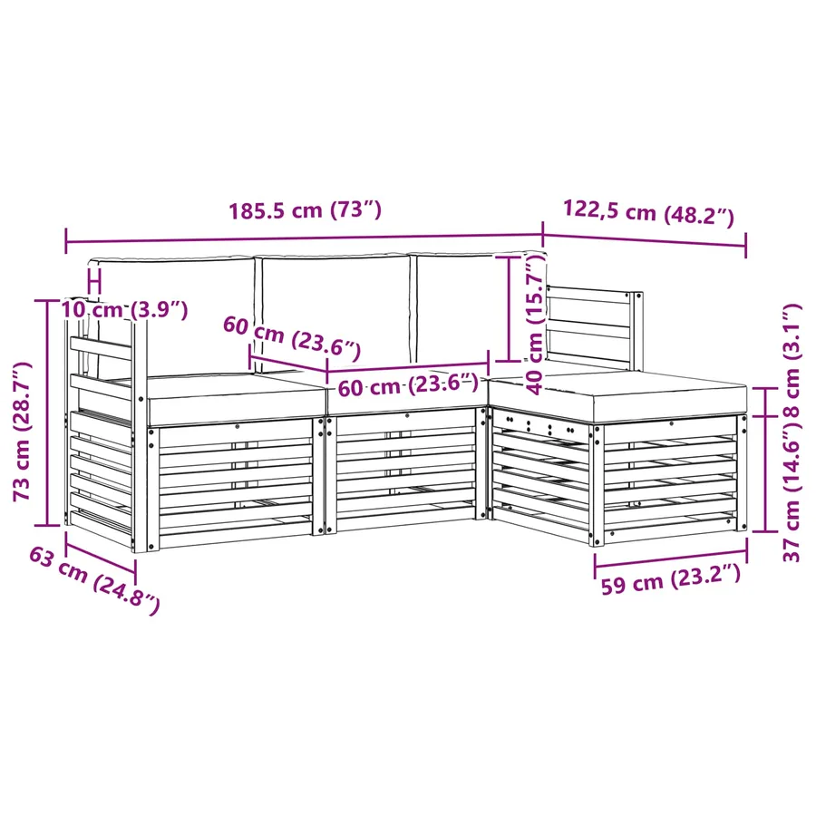 Ensemble de canapés d'extérieur 4 pcs Naturel et Beige - 8
