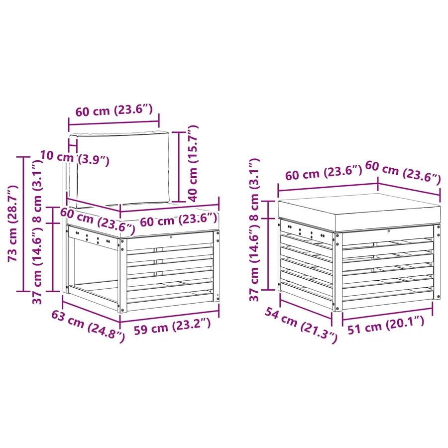Ensemble de canapés d'extérieur 4 pcs Naturel et Beige - 9