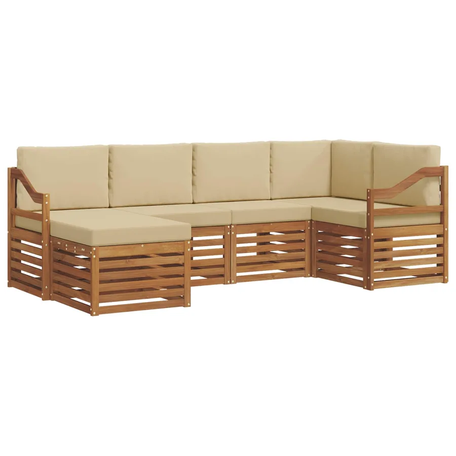 Ensemble de canapé d'angle avec coussin 6 pcs Naturel et Beige - 2