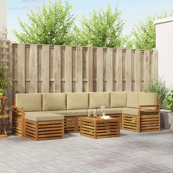 Ensemble de canapés d'extérieur 8 pcs Naturel et Beige