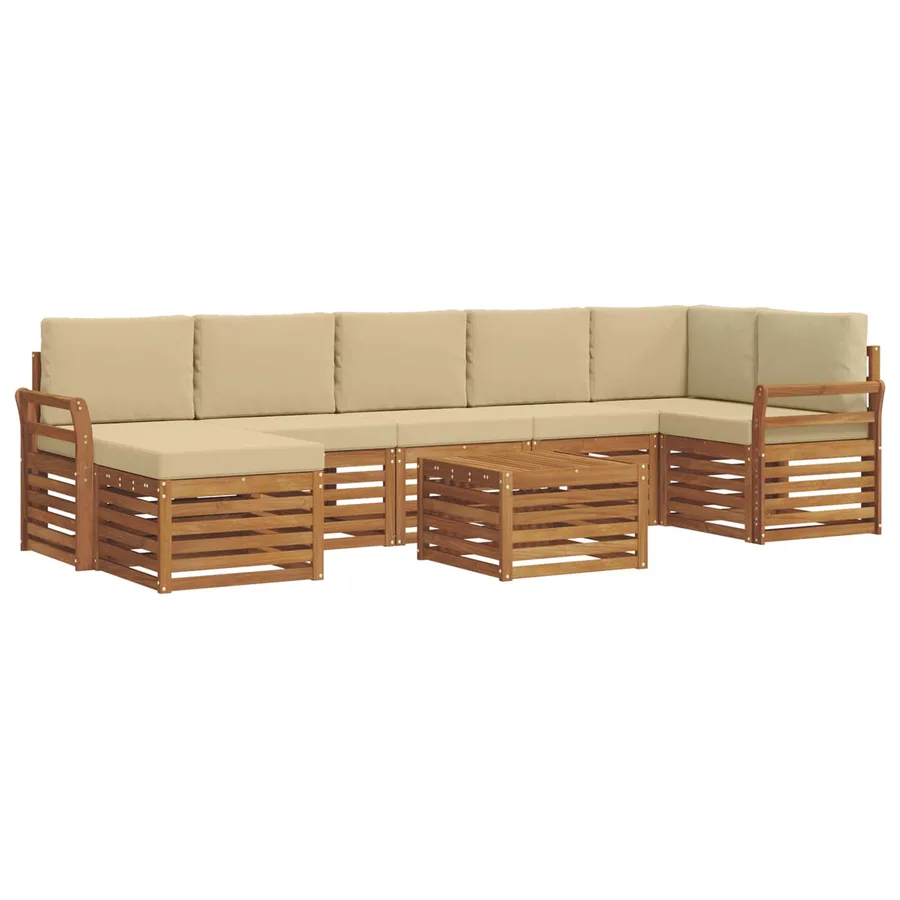 Ensemble de canapés d'extérieur 8 pcs Naturel et Beige - 2