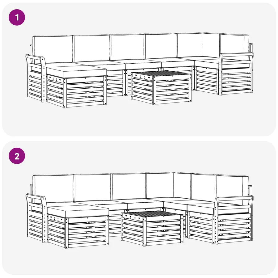 Ensemble de canapés d'extérieur 8 pcs Naturel et Beige - 9