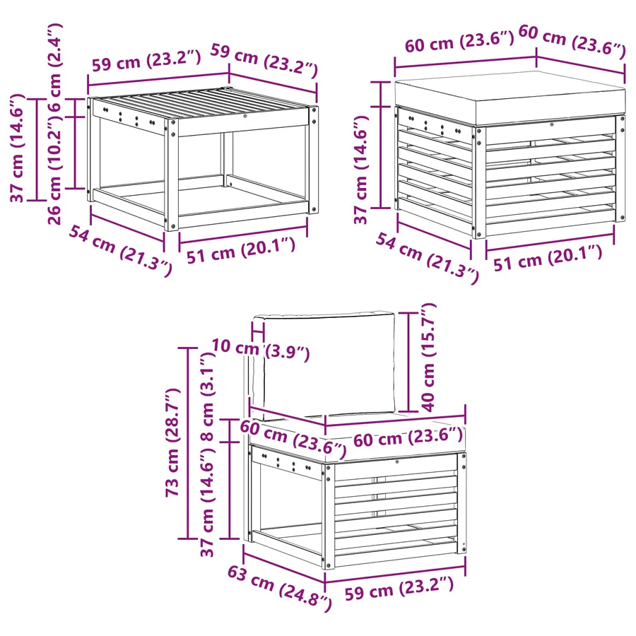 Ensemble de canapés d'extérieur 6 pcs Naturel et Beige - 11