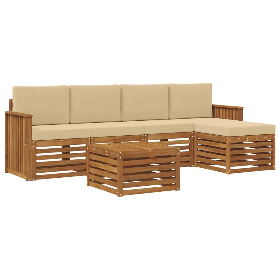 Ensemble de canapés d'extérieur 6 pcs Naturel et Beige - 2