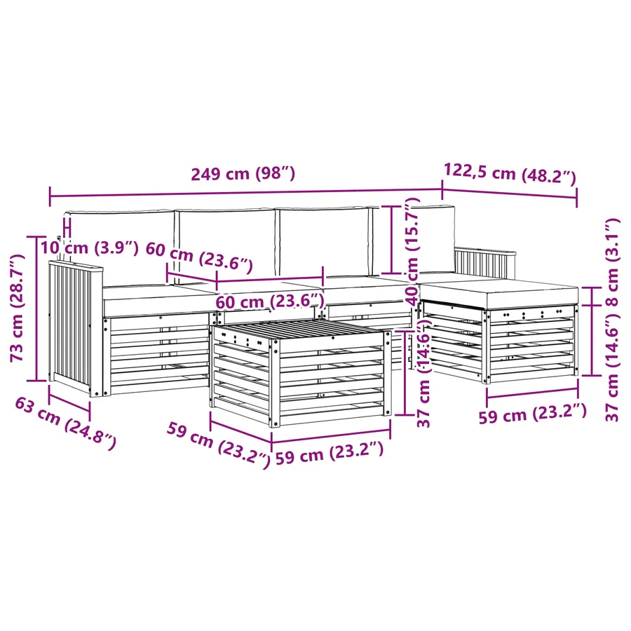 Ensemble de canapés d'extérieur 6 pcs Naturel et Beige - 8