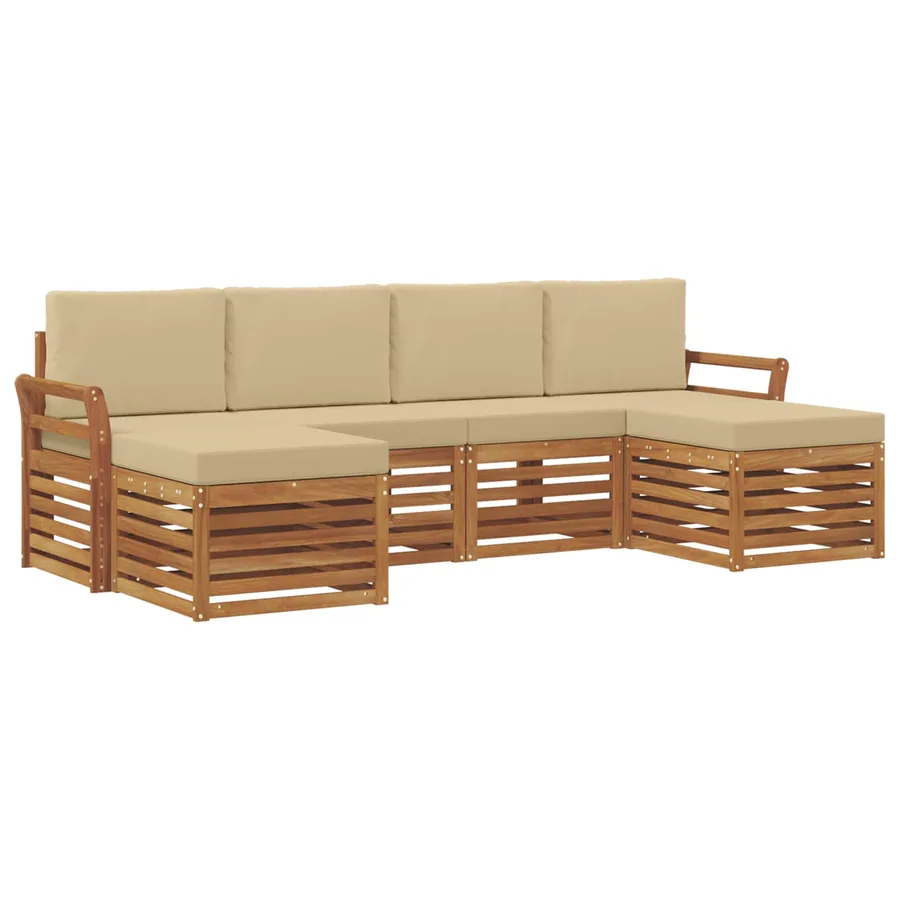 Ensembles de canapés avec coussin 6 pcs Naturel et Beige - 2