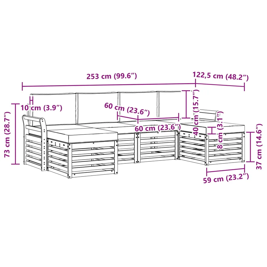 Ensembles de canapés avec coussin 6 pcs Naturel et Beige - 8
