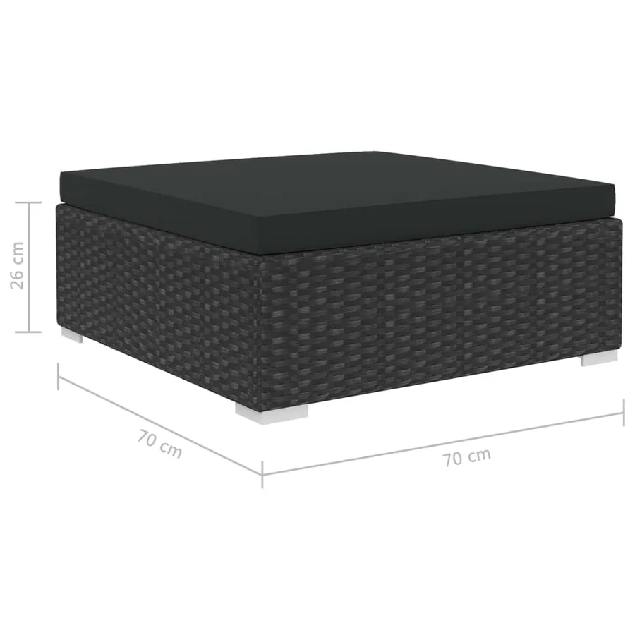 Salon de jardin 5 pcs avec coussins résine tressée noir - 10