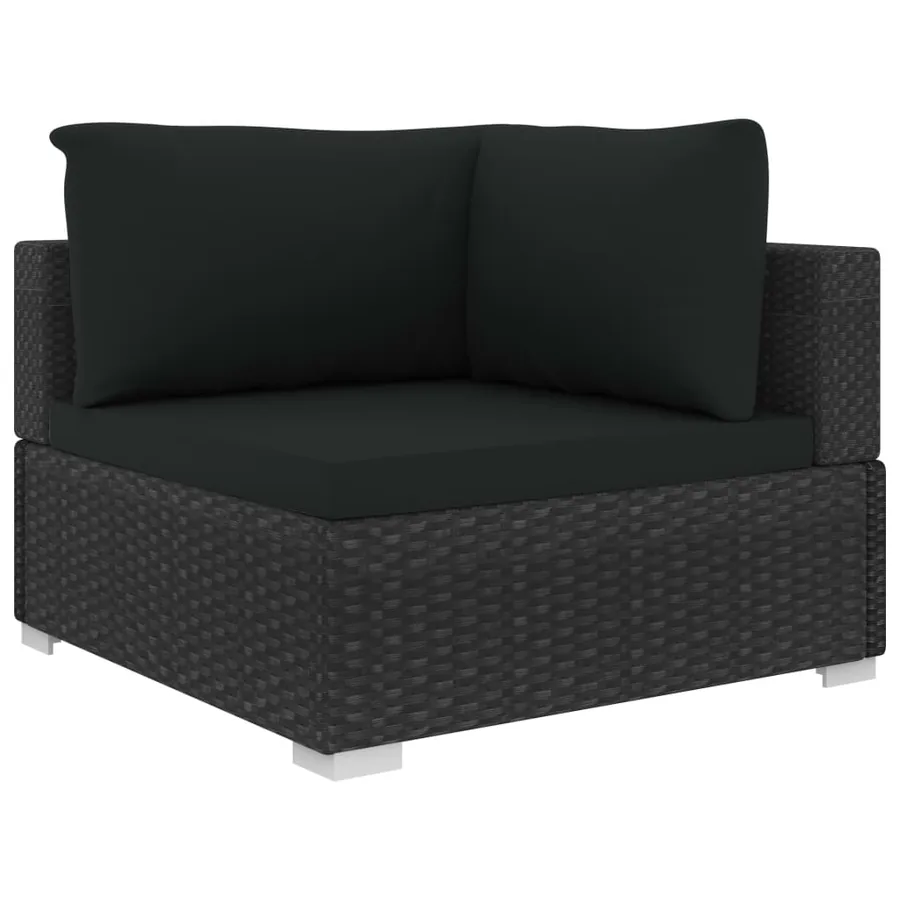 Salon de jardin 5 pcs avec coussins résine tressée noir - 4