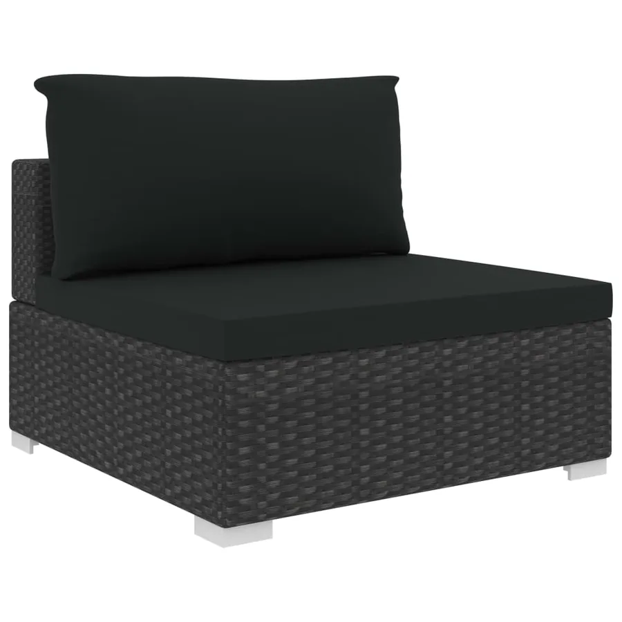 Salon de jardin 5 pcs avec coussins résine tressée noir - 5