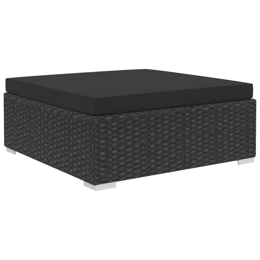 Salon de jardin 5 pcs avec coussins résine tressée noir - 6
