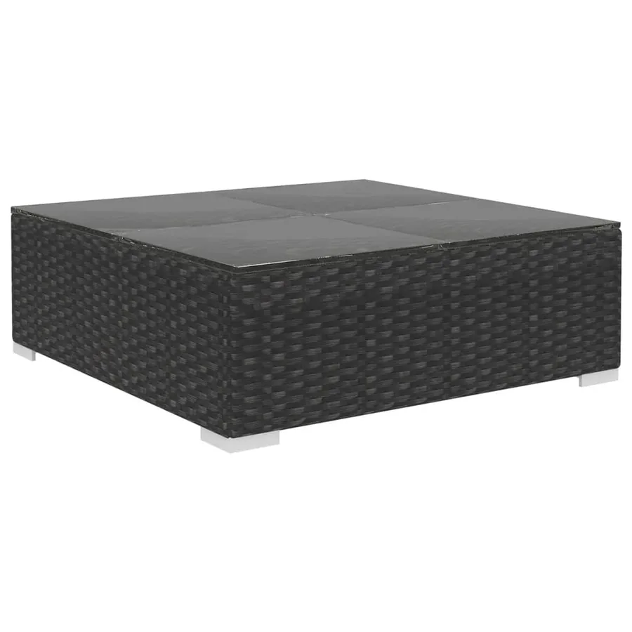 Salon de jardin 5 pcs avec coussins résine tressée noir - 7