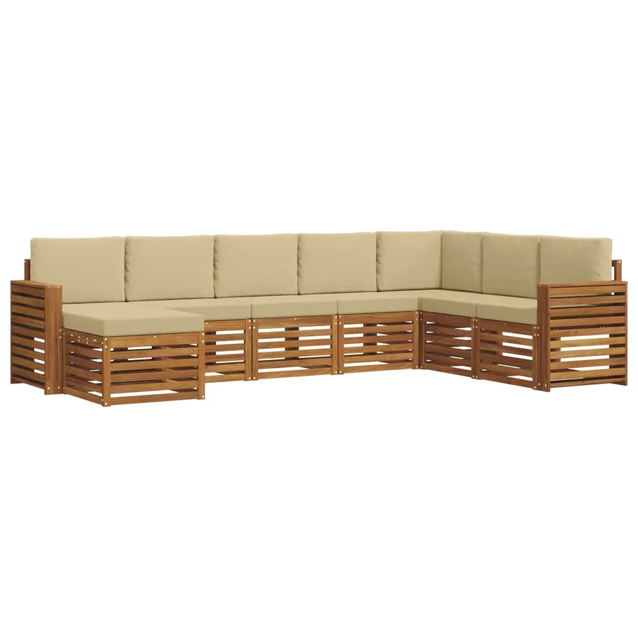 Ensemble de canapés d'extérieur 8 pcs Naturel et Beige - 2