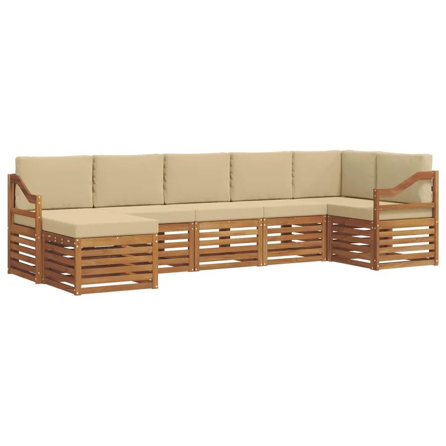 Ensemble de canapé d'angle avec coussin 7 pcs Naturel et Beige - 2