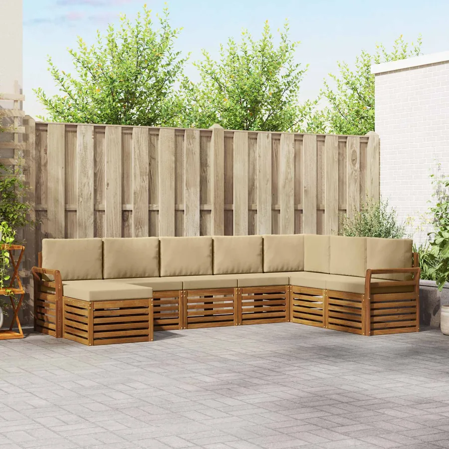 Ensemble de canapés d'extérieur 8 pcs Naturel et Beige