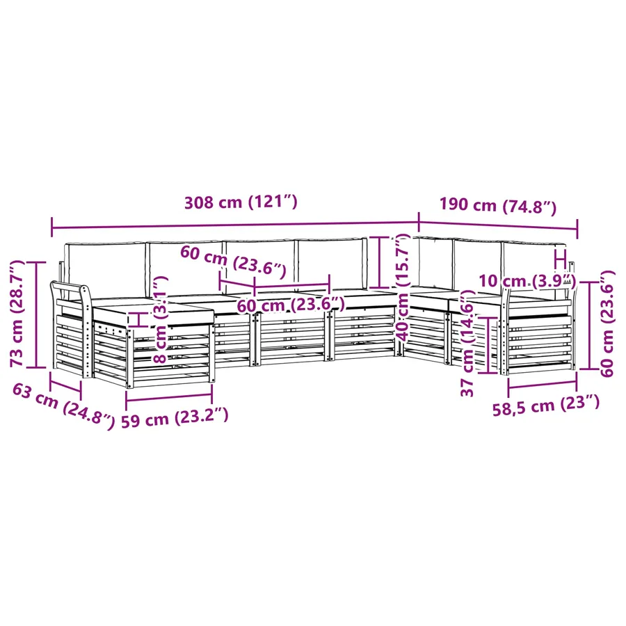 Ensemble de canapés d'extérieur 8 pcs Naturel et Beige - 9