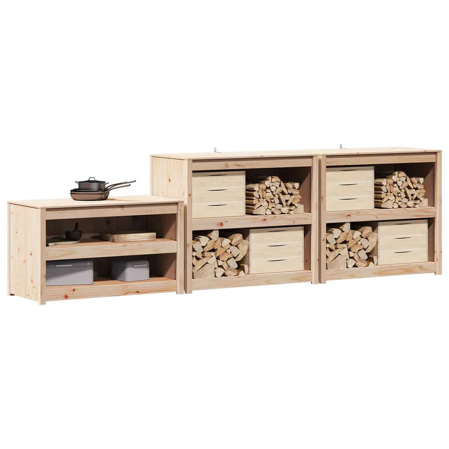 Meuble de cuisine d'extérieur MEPPEL 3 pcs Douglas Naturel - 3