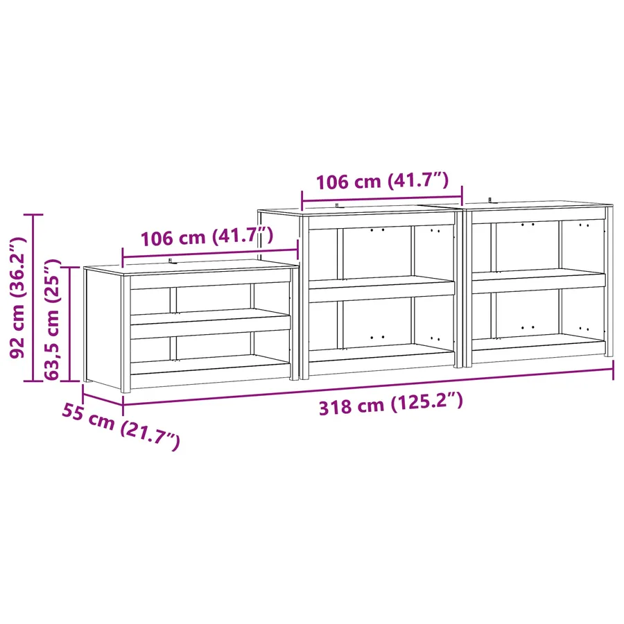 Meuble de cuisine d'extérieur MEPPEL 3 pcs Douglas Naturel - 9