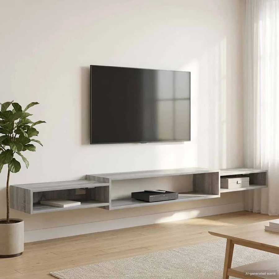 Meuble TV mural Montage mural Sonoma gris 220 x 28 x 21 cm