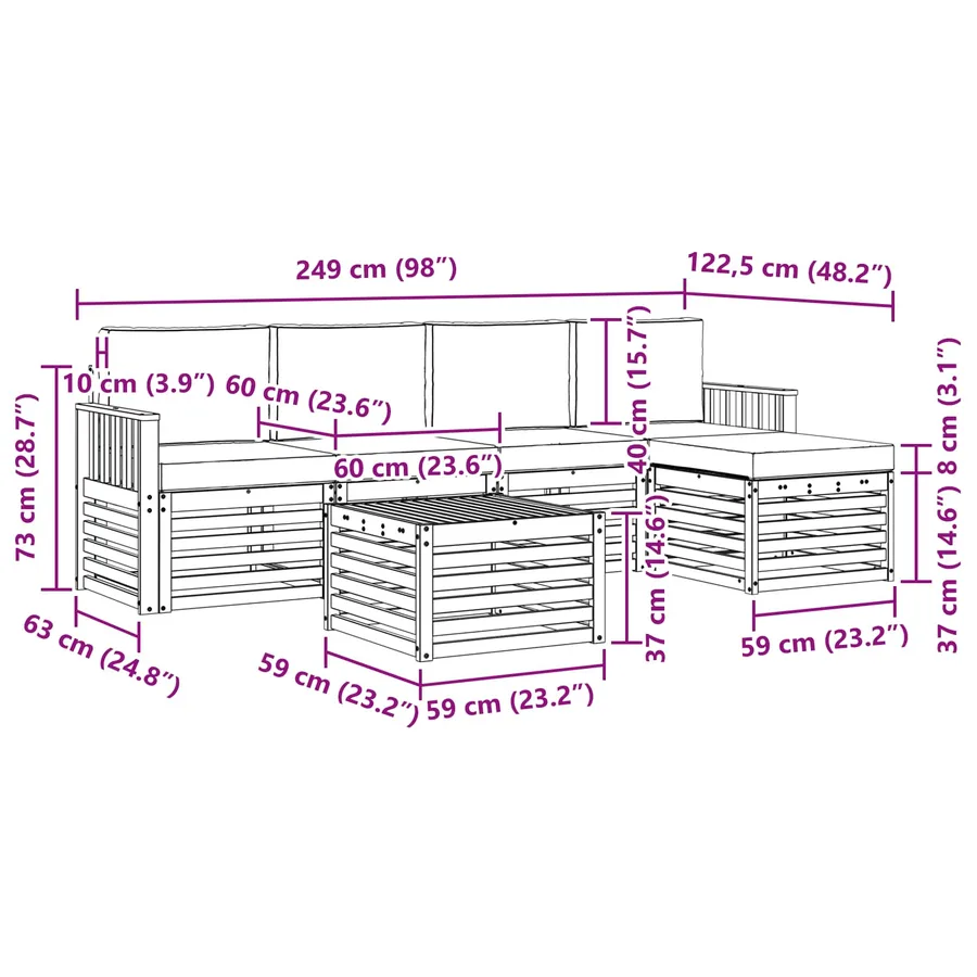 Ensemble de canapés d'extérieur 6 pcs Naturel et Beige - 8