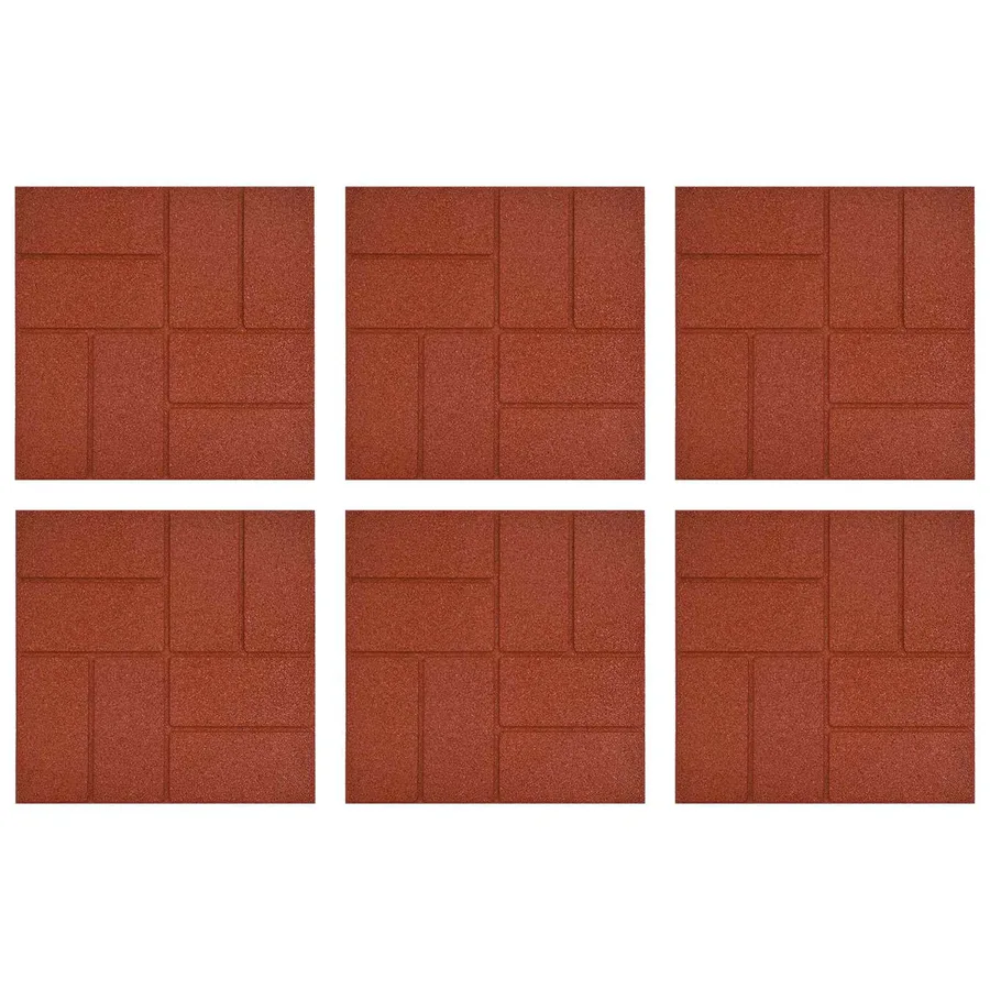 Pierre de marchage 6 pcs Rouge 40,5 x 40,5 x 2 cm Caoutchouc - 2