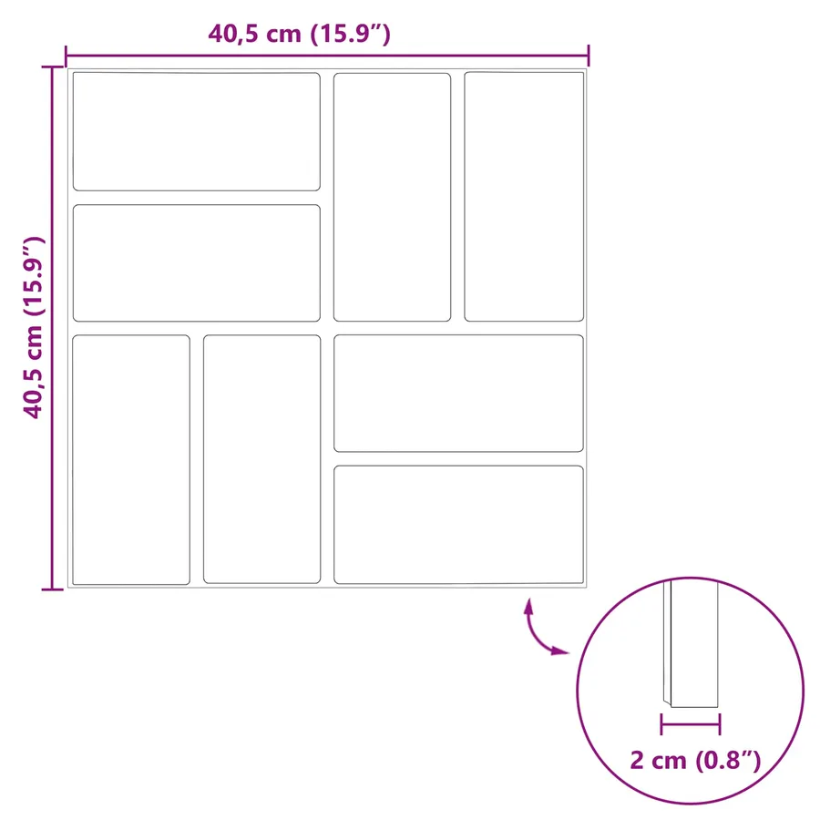 Pierre de marchage 6 pcs Rouge 40,5 x 40,5 x 2 cm Caoutchouc - 9