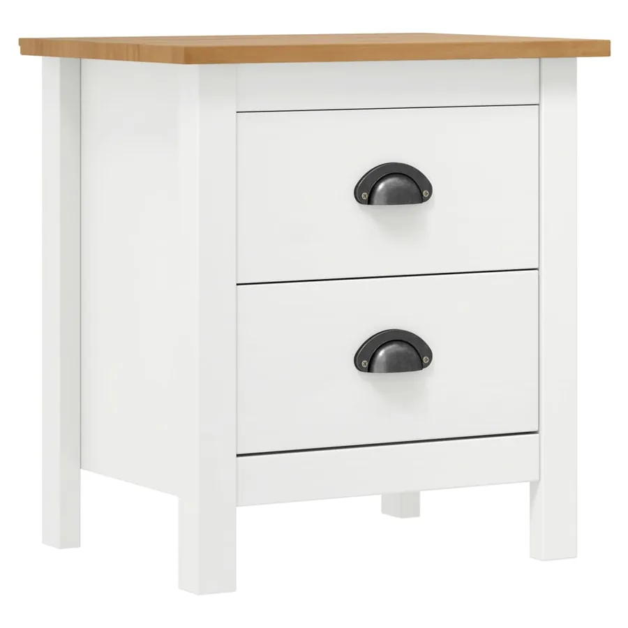 Tables de chevet Hill 2 pcs Blanc 46x35x49,5 cm Bois pin solide - 2