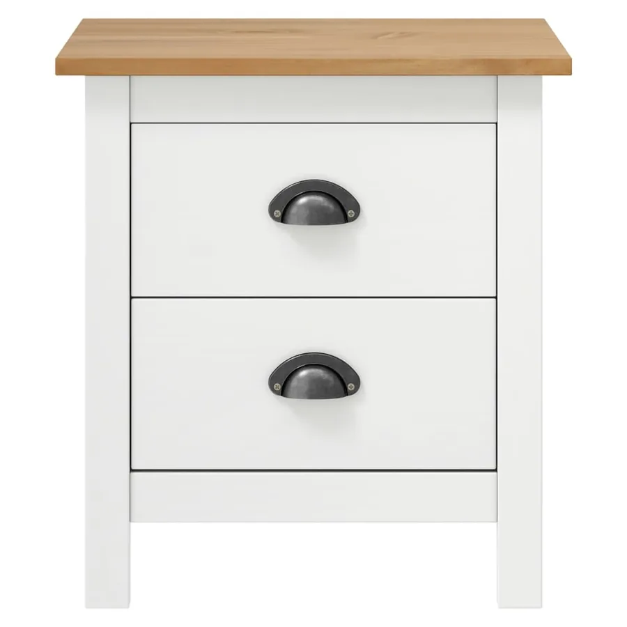 Tables de chevet Hill 2 pcs Blanc 46x35x49,5 cm Bois pin solide - 3