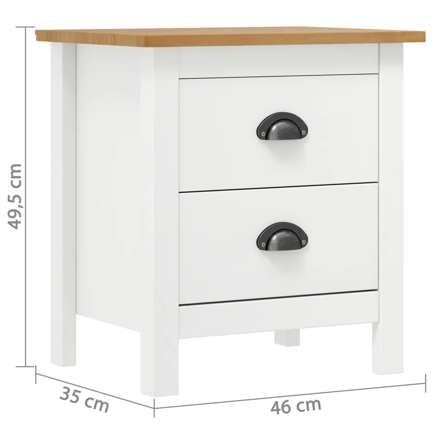 Tables de chevet Hill 2 pcs Blanc 46x35x49,5 cm Bois pin solide - 8