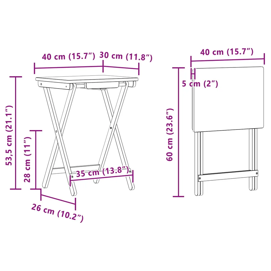 Table de cuisine Naturel 40 x 30 x 53,5 cm Bambou - 12
