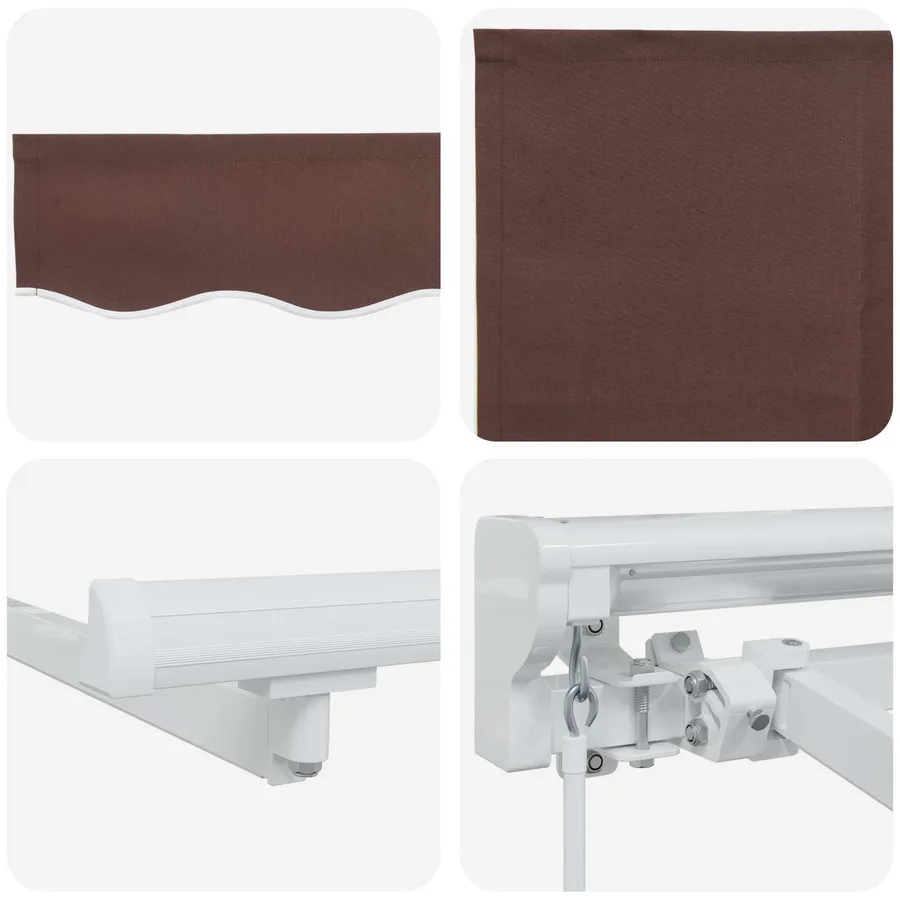 Cadre de store manuel avec LEDs Marron et blanc 3,5 x 2 m - 9