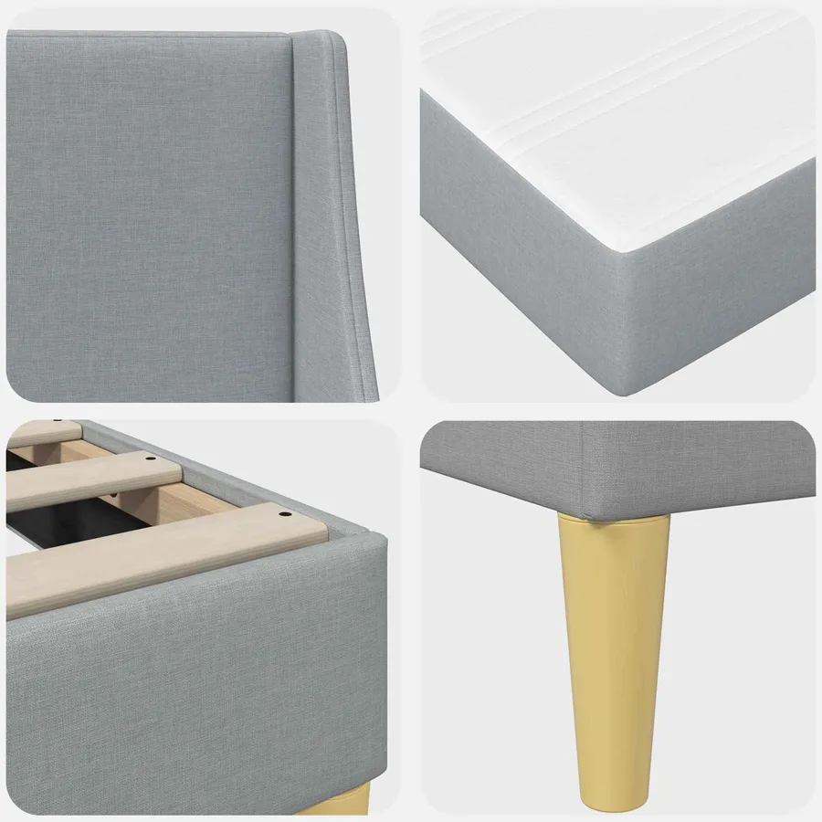 Cadre de lit avec matelas avec tête de lit Polyester - 9