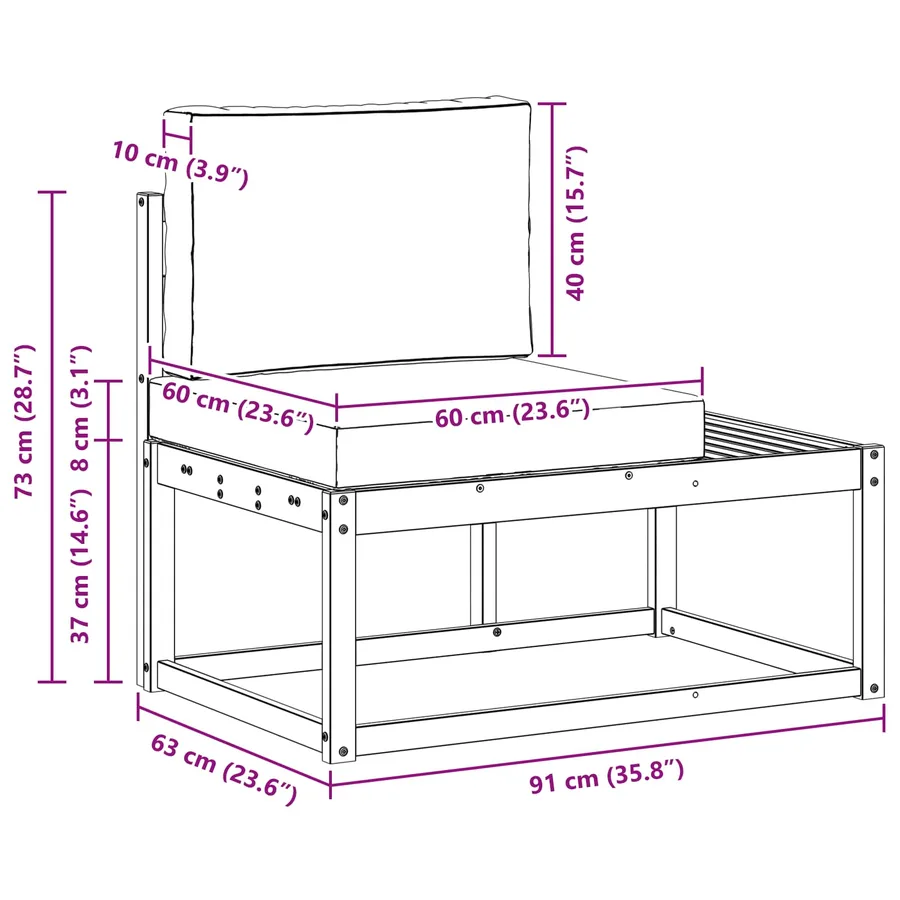 Ensemble de canapés d'extérieur avec coussin 2 pcs Naturel - 11