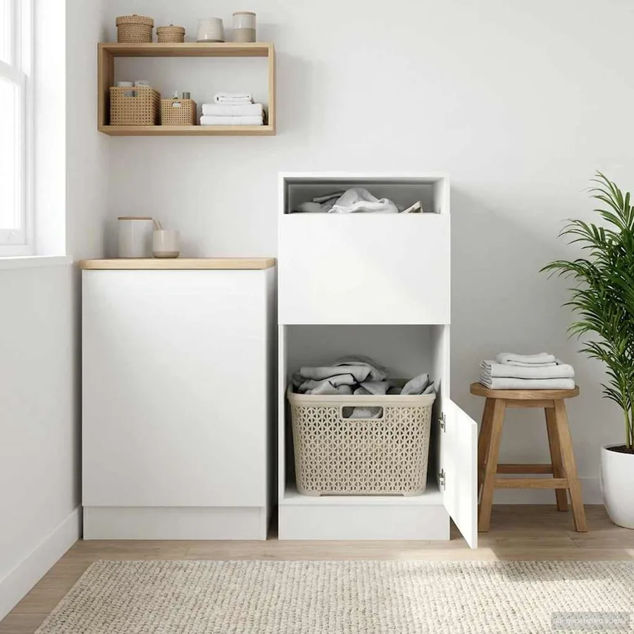 Armoire à Laver Blanc 50 x 68 x 102 cm Bois d'ingénierie - 4
