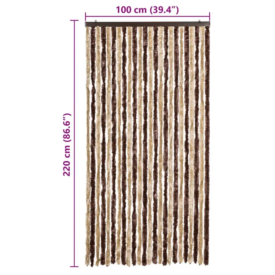 Moustiquaire Beige et marron clair 100x220 cm Chenille - 7