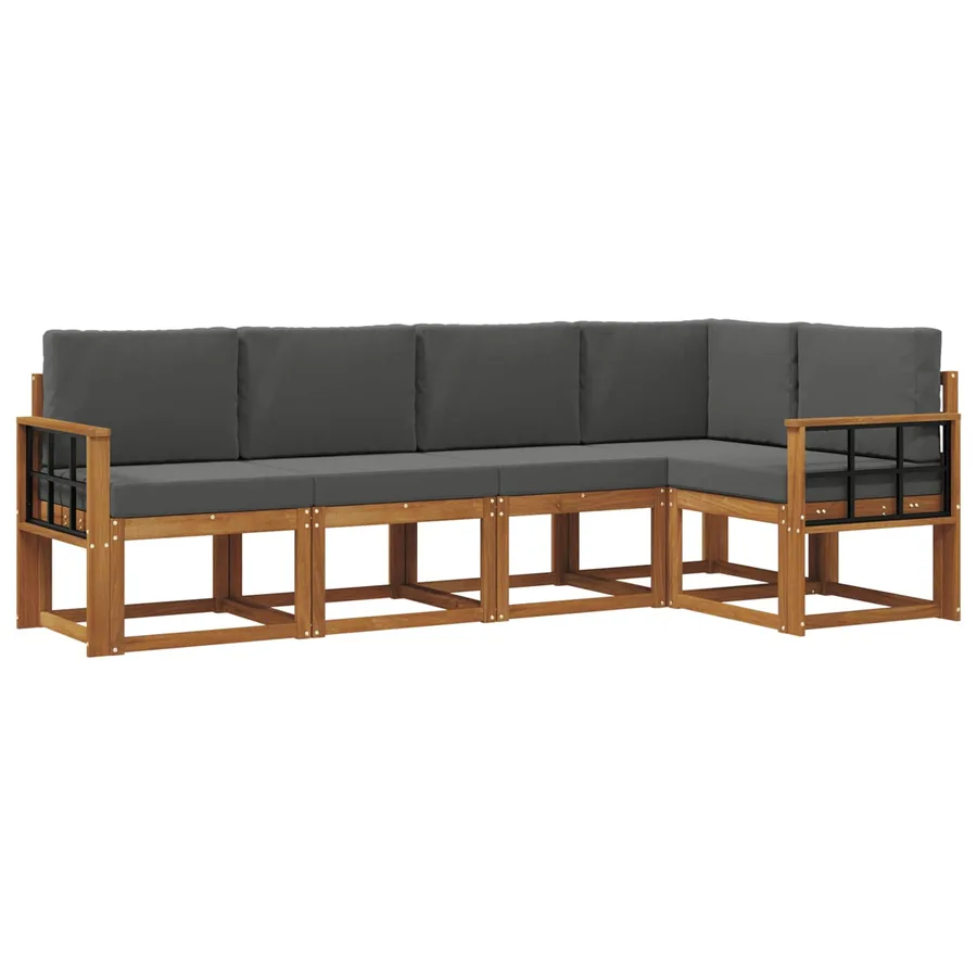 Ensemble de canapés d'extérieur 5 pcs Naturel et Anthracite - 2