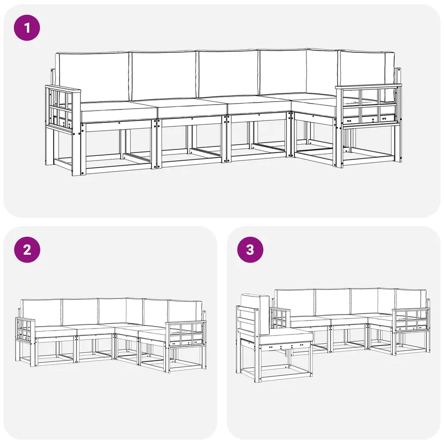 Ensemble de canapés d'extérieur 5 pcs Naturel et Anthracite - 7