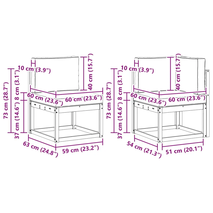 Ensemble de canapés d'extérieur 5 pcs Naturel et Anthracite - 8