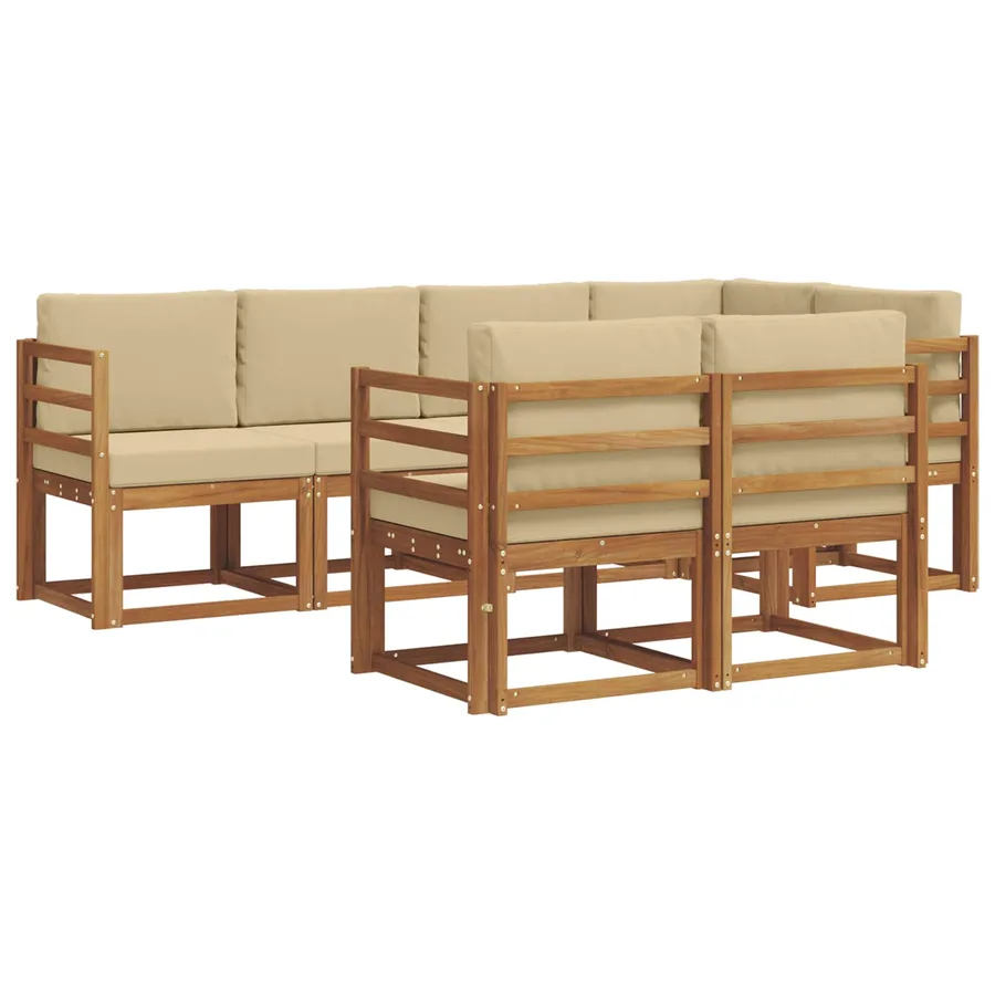 Ensemble de canapés d'extérieur 7 pcs Naturel et Beige - 2