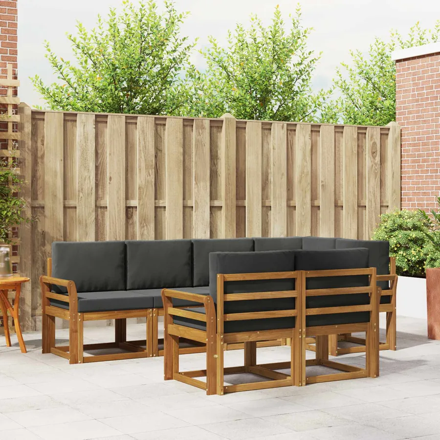 Ensemble de canapés d'extérieur 7 pcs Naturel et Anthracite