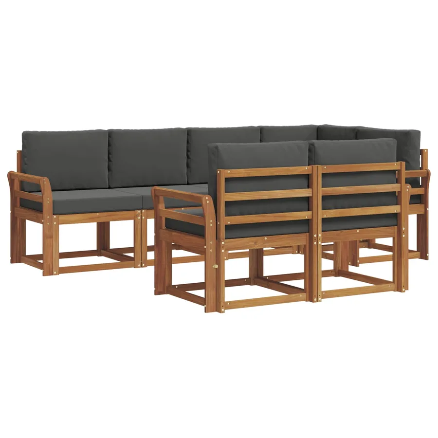 Ensemble de canapés d'extérieur 7 pcs Naturel et Anthracite - 2