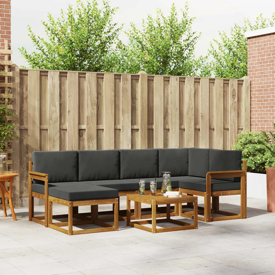 Ensemble de canapés d'extérieur 7 pcs Naturel et Anthracite
