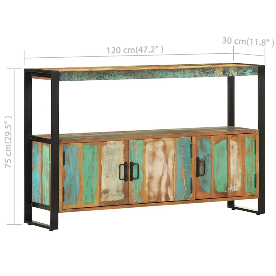 Buffet 120x30x75 cm Bois de récupération solide - 7